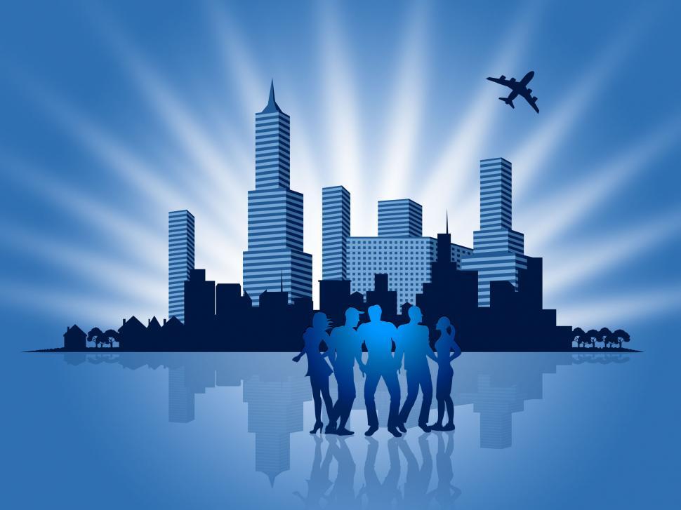 Free Image of Business People Shows Metropolis Downtown And Businesspeople 