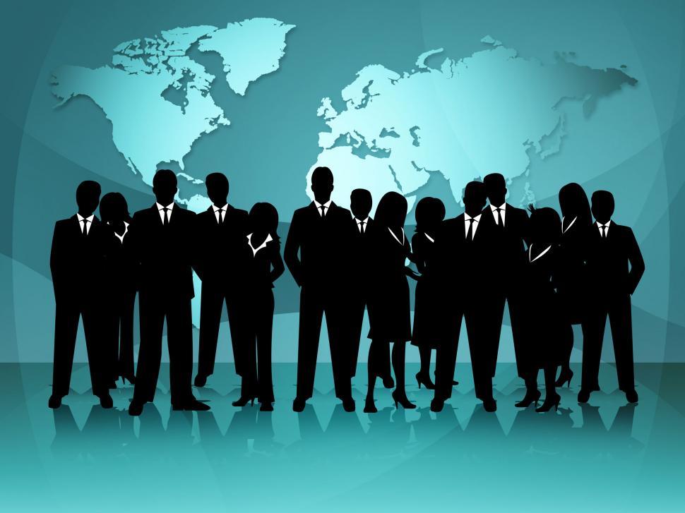 Free Image of World Map Means Group Of People And Businessmen 
