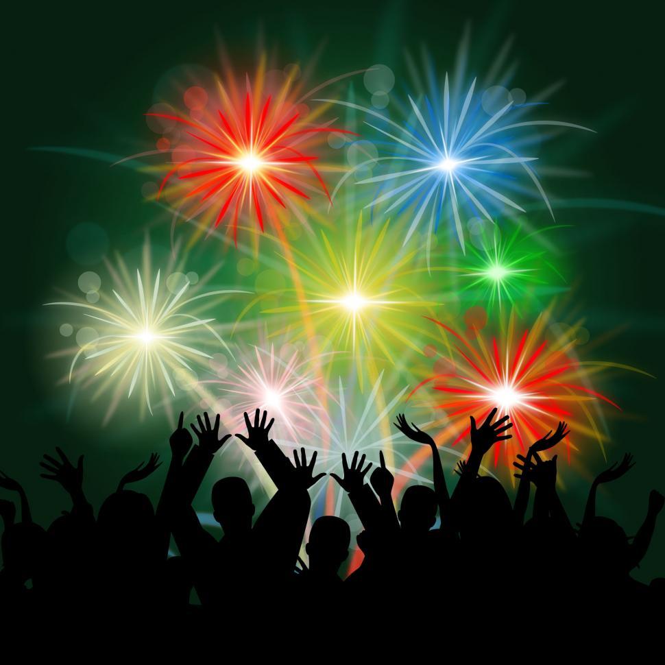 Free Image of Fireworks Audience Shows Group Of People And Celebrate 
