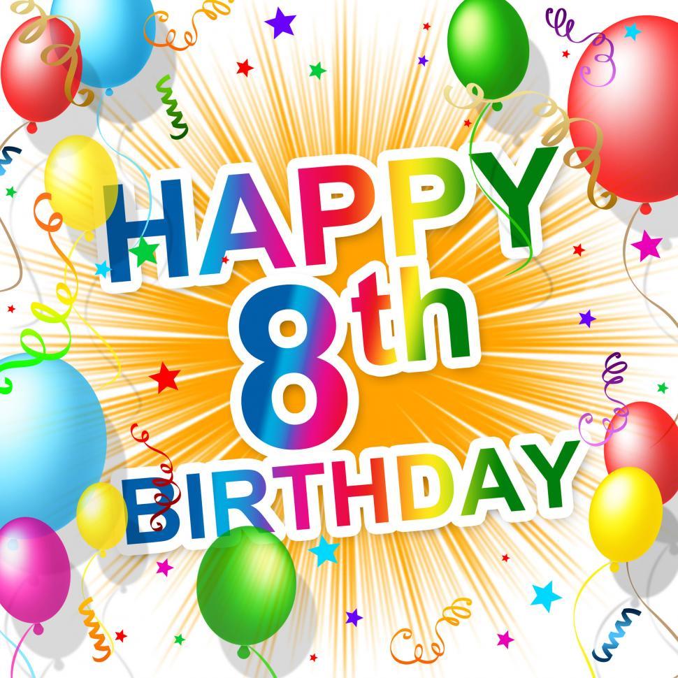 Free Image of Eighth Birthday Indicates 8 Celebrate And Greeting 