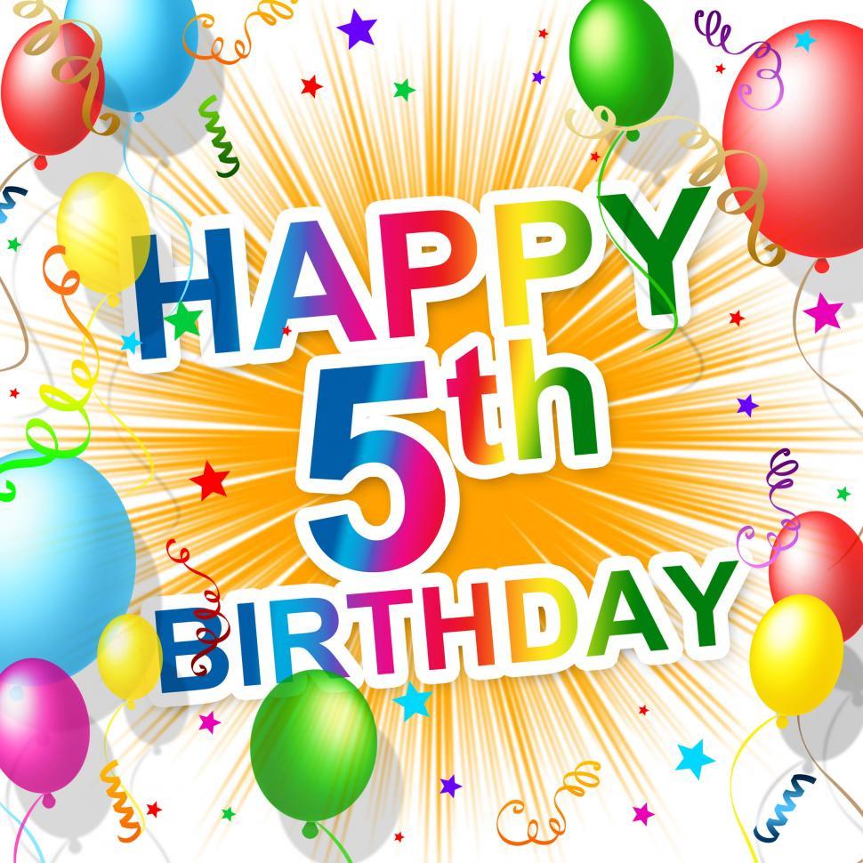 Free Image of Fifth Birthday Represents Congratulations 5 And Happiness 