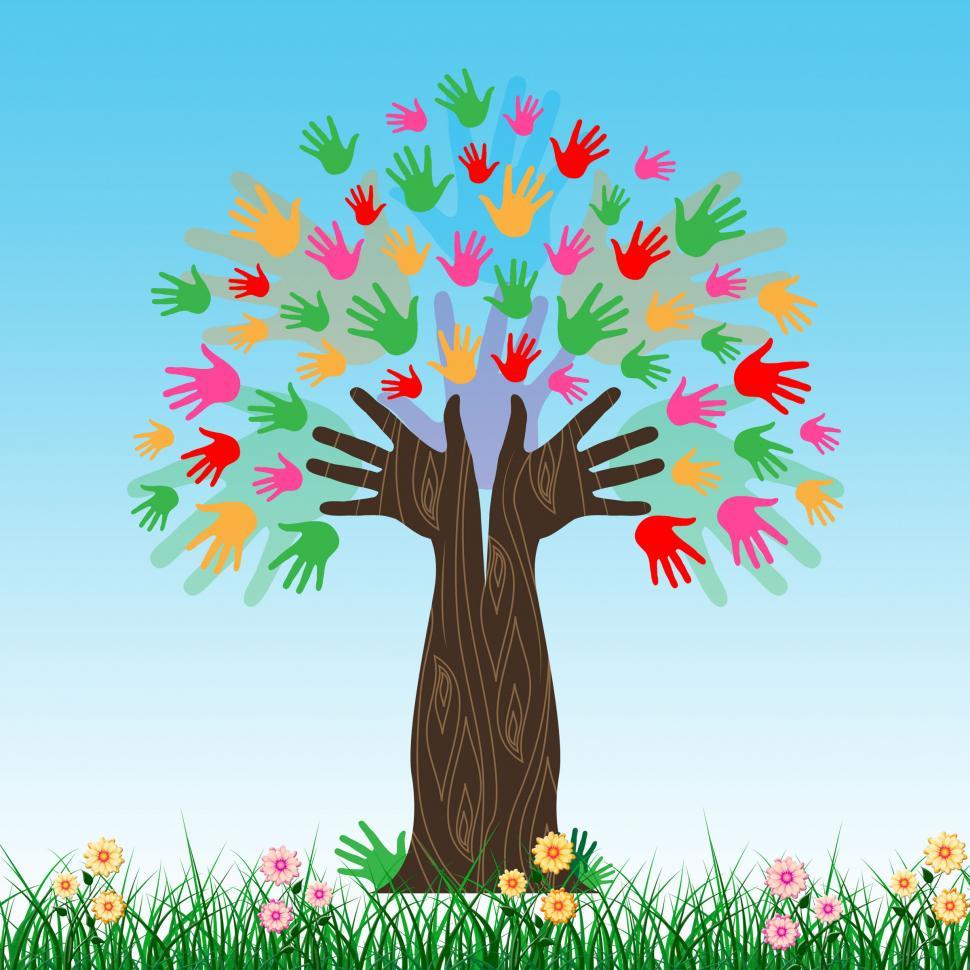 Free Image of Handprints Tree Shows Hands Together And Artwork 