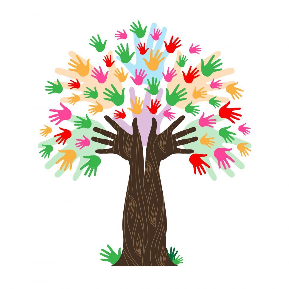 Free Image of Handprints Tree Means Hands Together And Artwork 