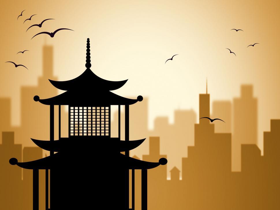Free Image of Silhouette Pagoda Shows Worship Asian And Buddhism 