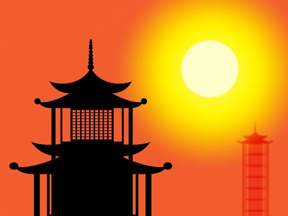 Free Image of Silhouette Pagoda Means Profile Worship And Asia 