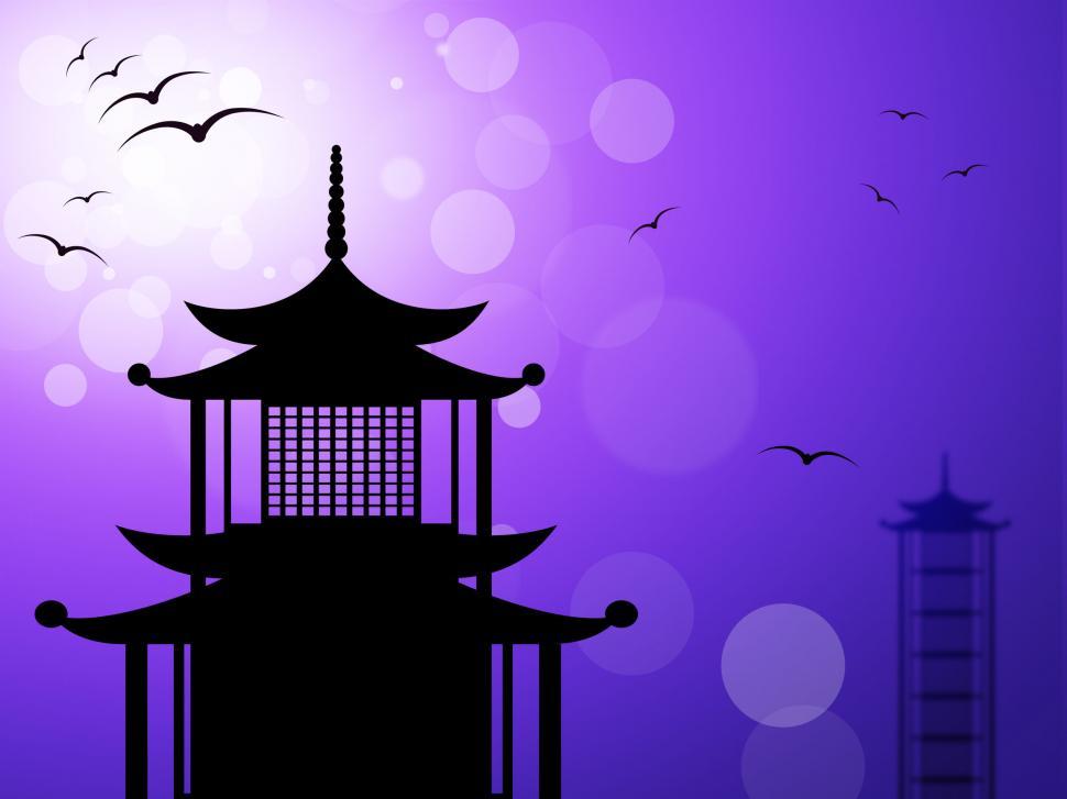 Free Image of Pagoda Silhouette Represents Religious Temple And Worship 