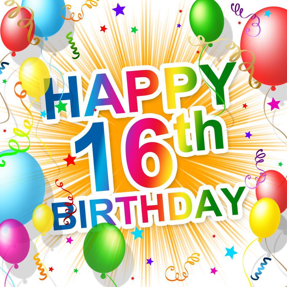 Free Image of Birthday Sixteenth Represents Celebration Greeting And Congratul 