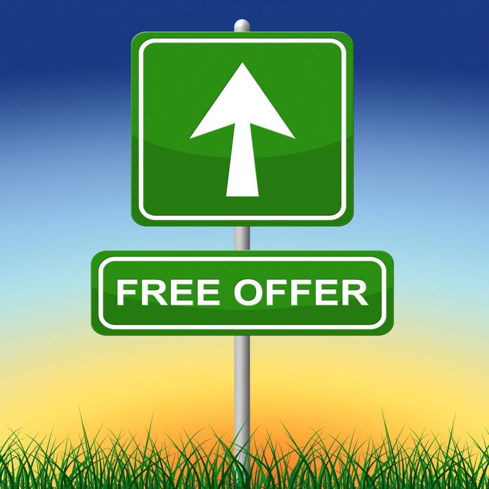 Free Image of Free Offer Sign Shows With Our Compliments And Arrow 