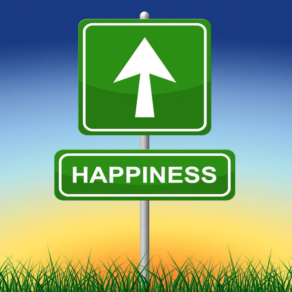 Free Image of Happiness Sign Shows Joy Placard And Arrow 