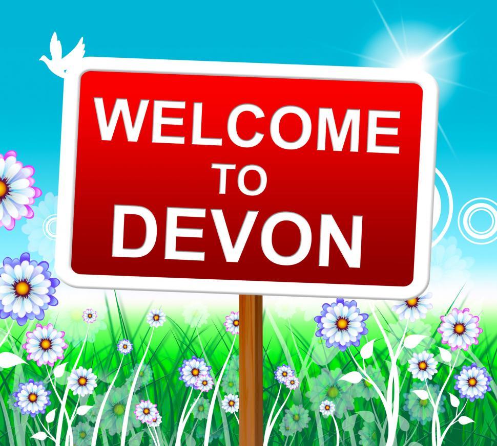 Free Image of Welcome To Devon Indicates United Kingdom And Arrival 