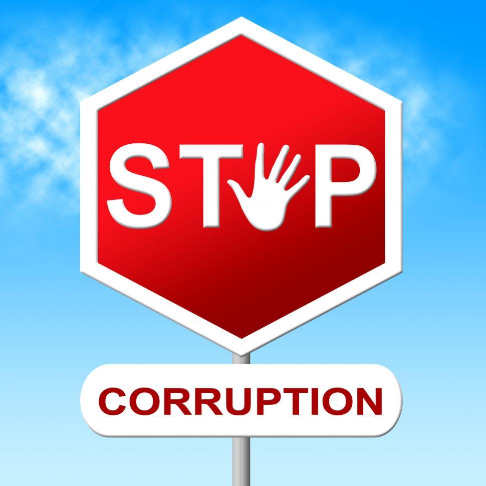 Free Image of Corruption Stop Means Warning Sign And Bribery 