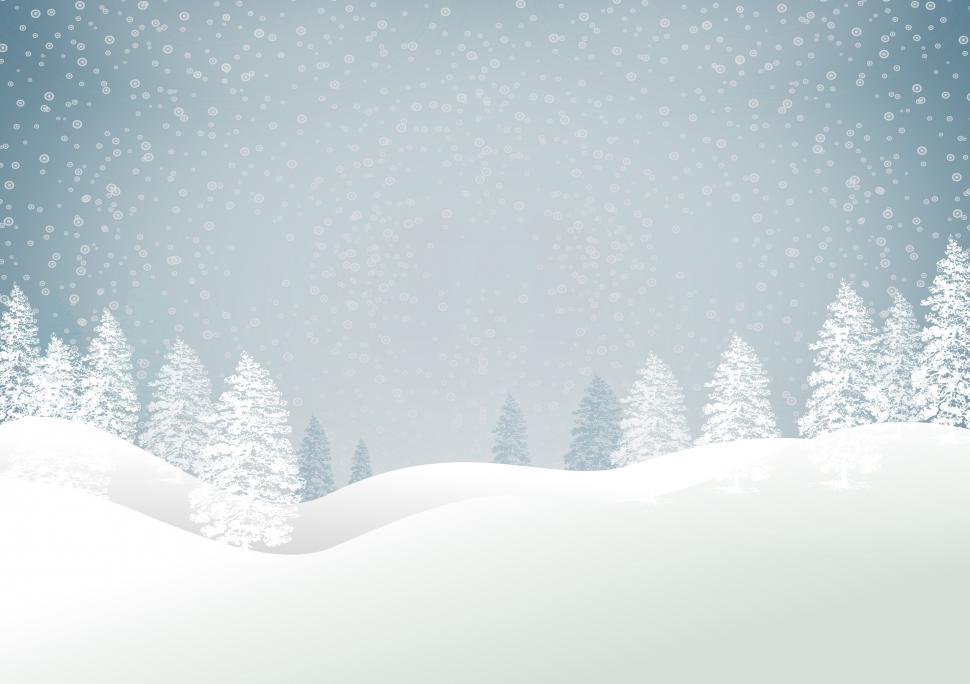 Download Free Stock Photo of Christmas snowy landscape - Xmas card with copyspace - Blue tone 