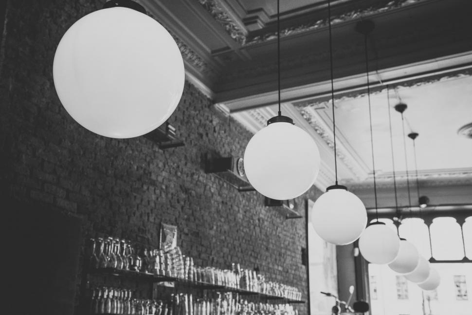 Free Image of Hanging Lights in a Restaurant 
