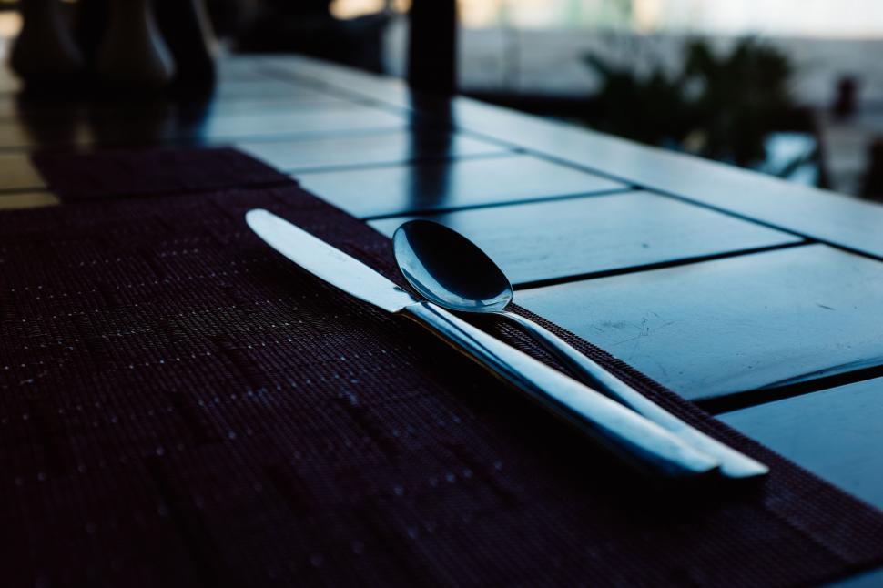 Free Image of Knife and Fork on Table 