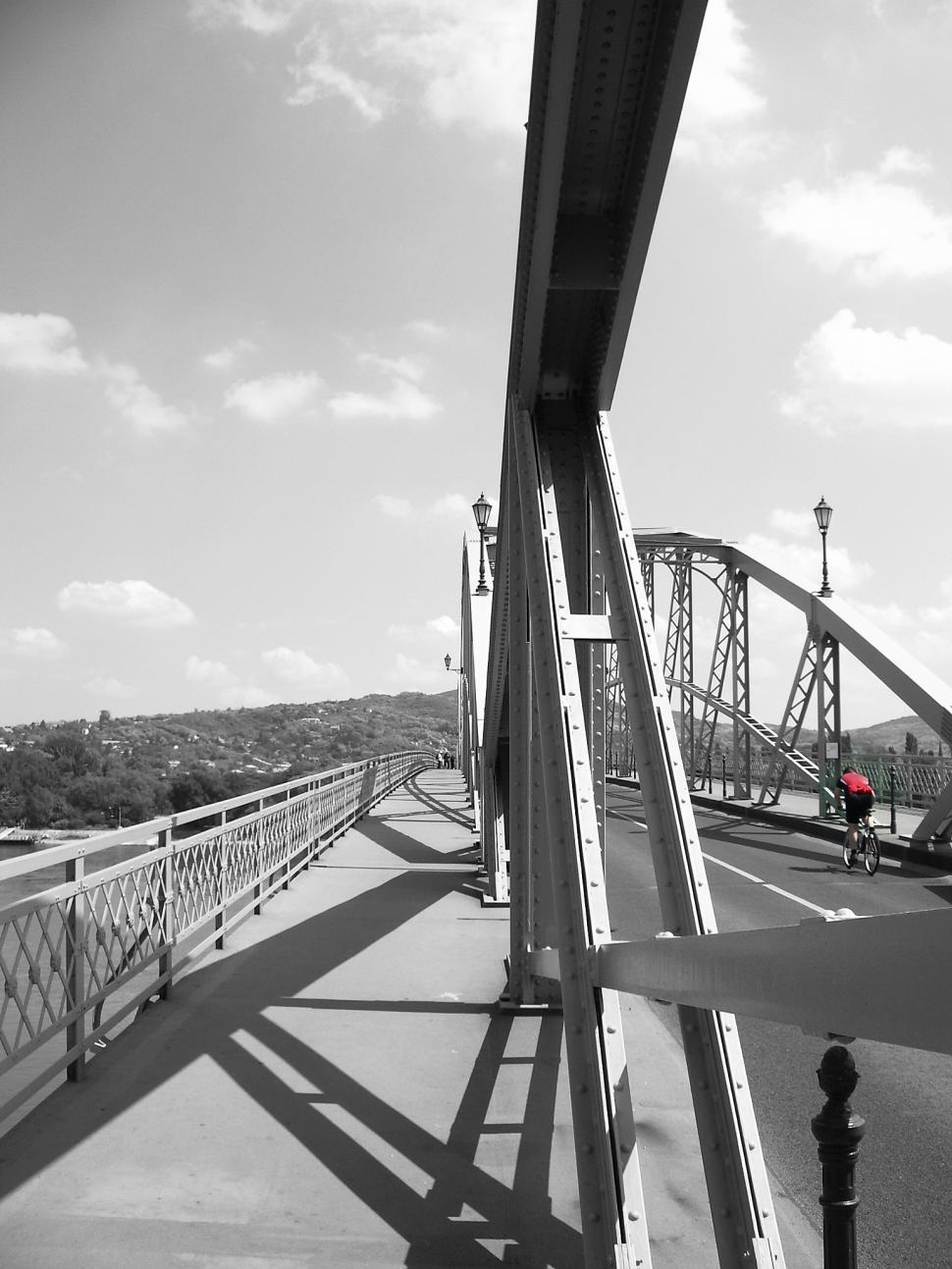 Free Image of Biker on the bridge 