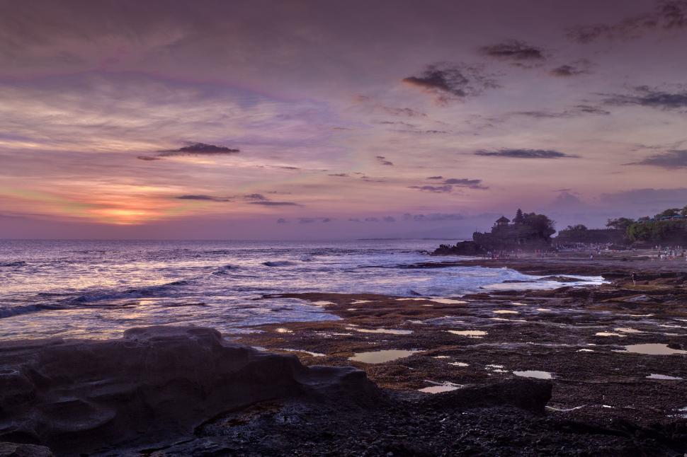 Free Image of Sunset Ocean View From Rocky Shore 