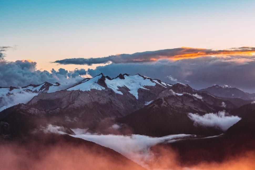 Free Image of Cloud Covered Mountain Range 