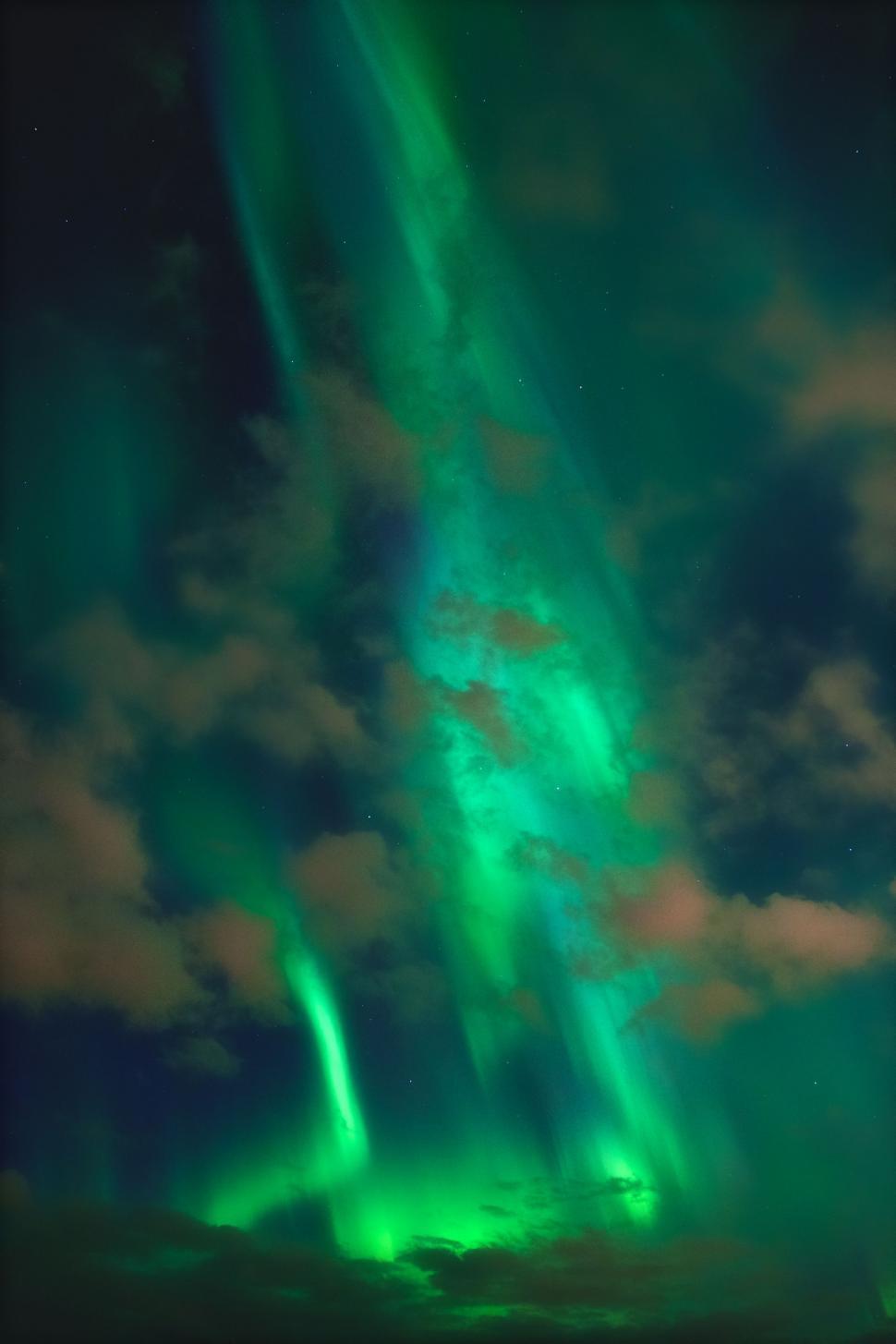 Free Image of Green and White Aurora Bore in the Night Sky 