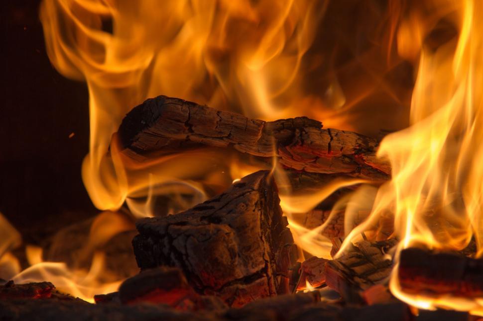 Free Image of Intense Flames of a Fireplace 