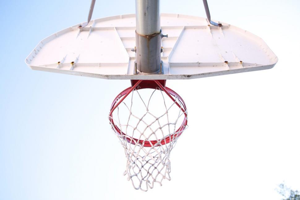 Free Image of Basketball Sinking Through Basketball Hoop 
