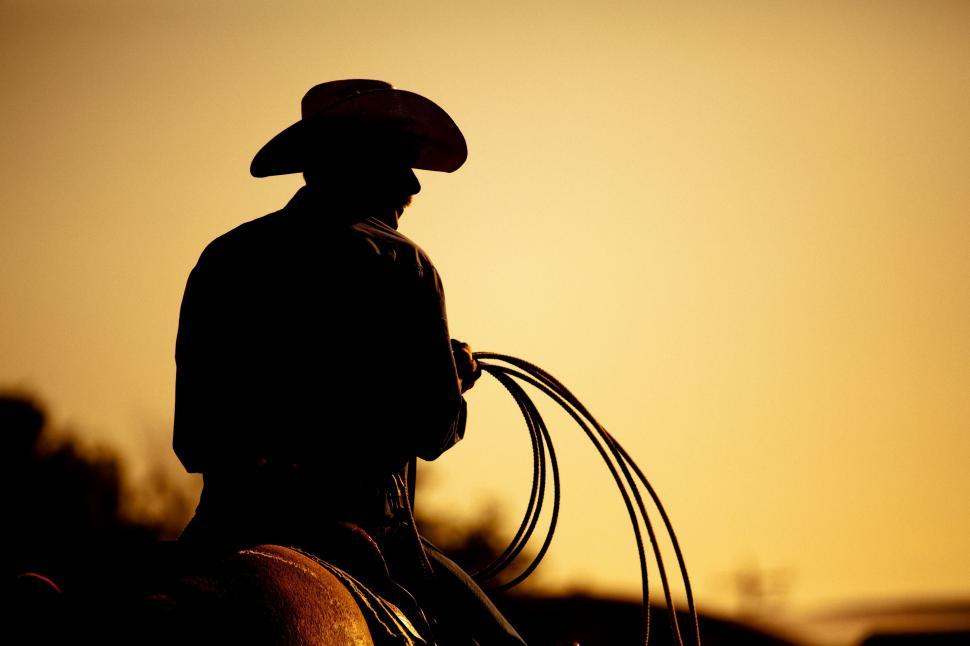 Free Image of Cowboy Riding Horse Silhouette 