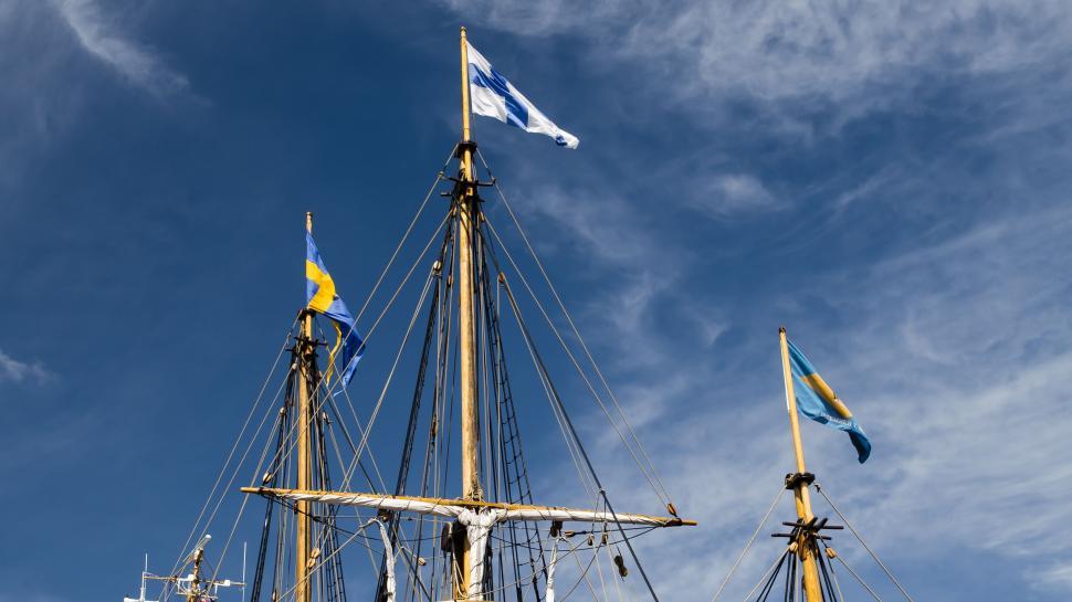 Free Image of Large Boat With Flag 