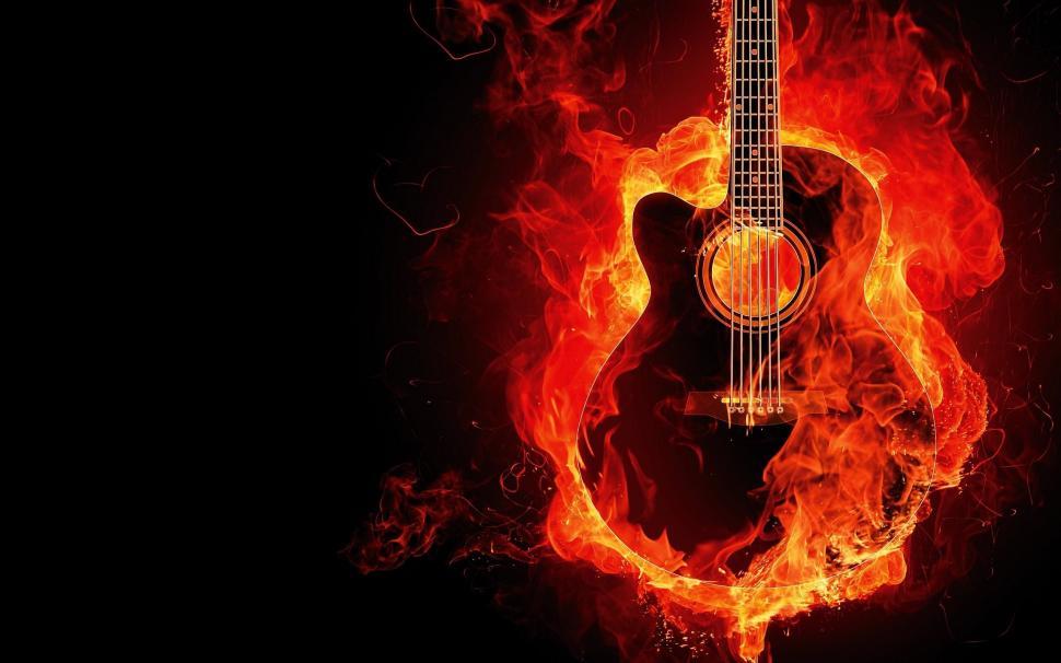 Free Image of Guitar Engulfed in Flames 