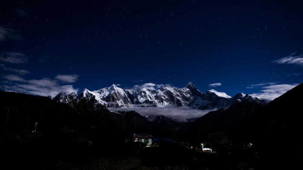 Free Image of Night Time View of a Mountain Range 