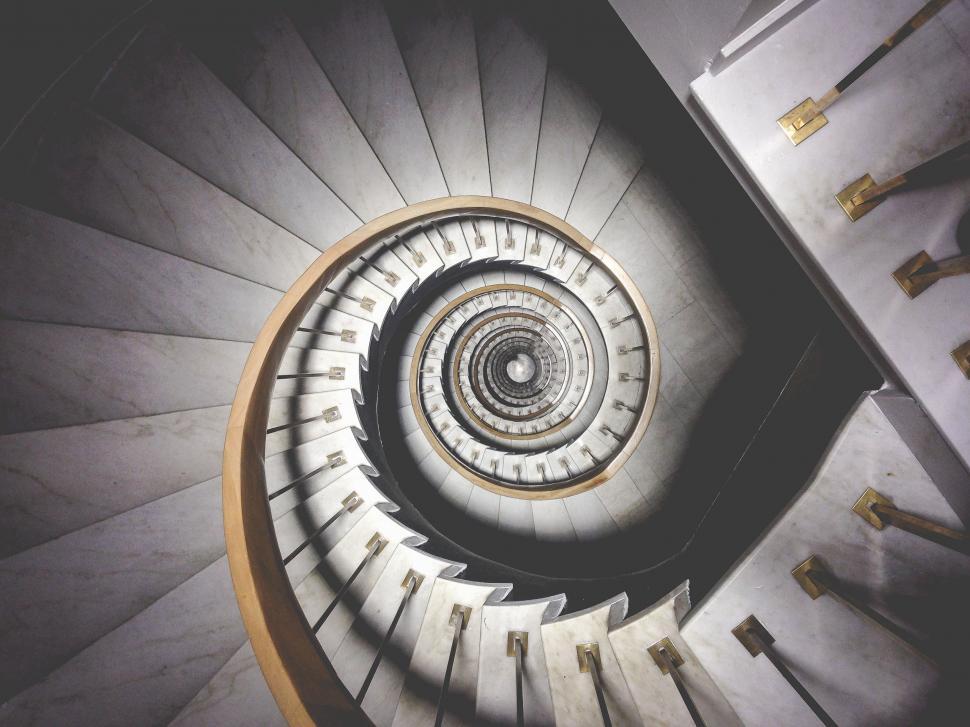 Free Image of Top-Down View of Spiral Staircase 