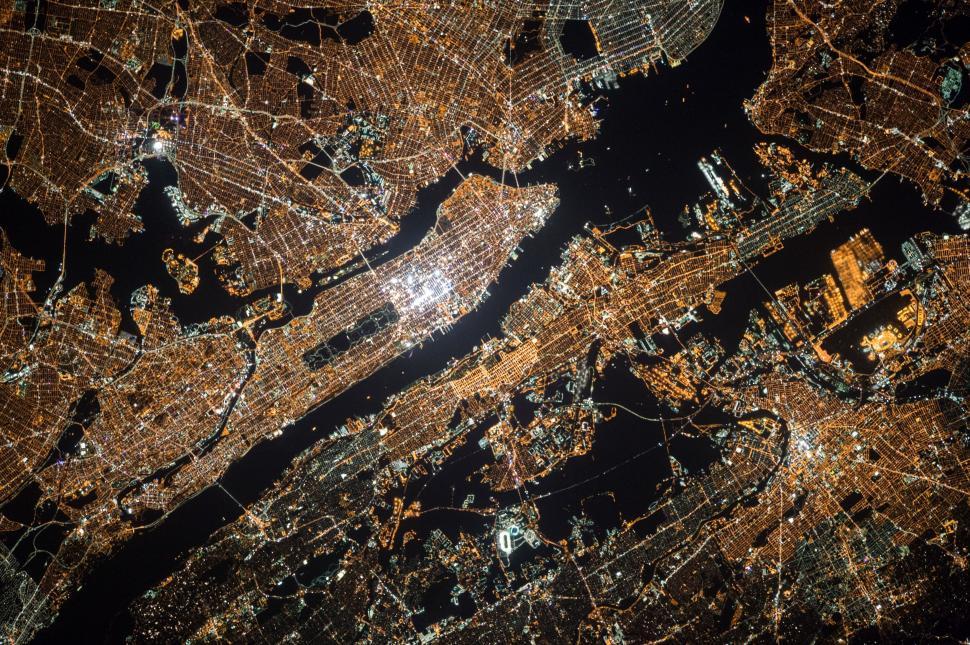 Free Image of A Satellite Image of a City at Night 