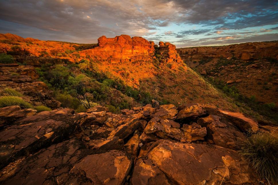 Free Image of Massive Rock Formation Standing in Desert Landscape 
