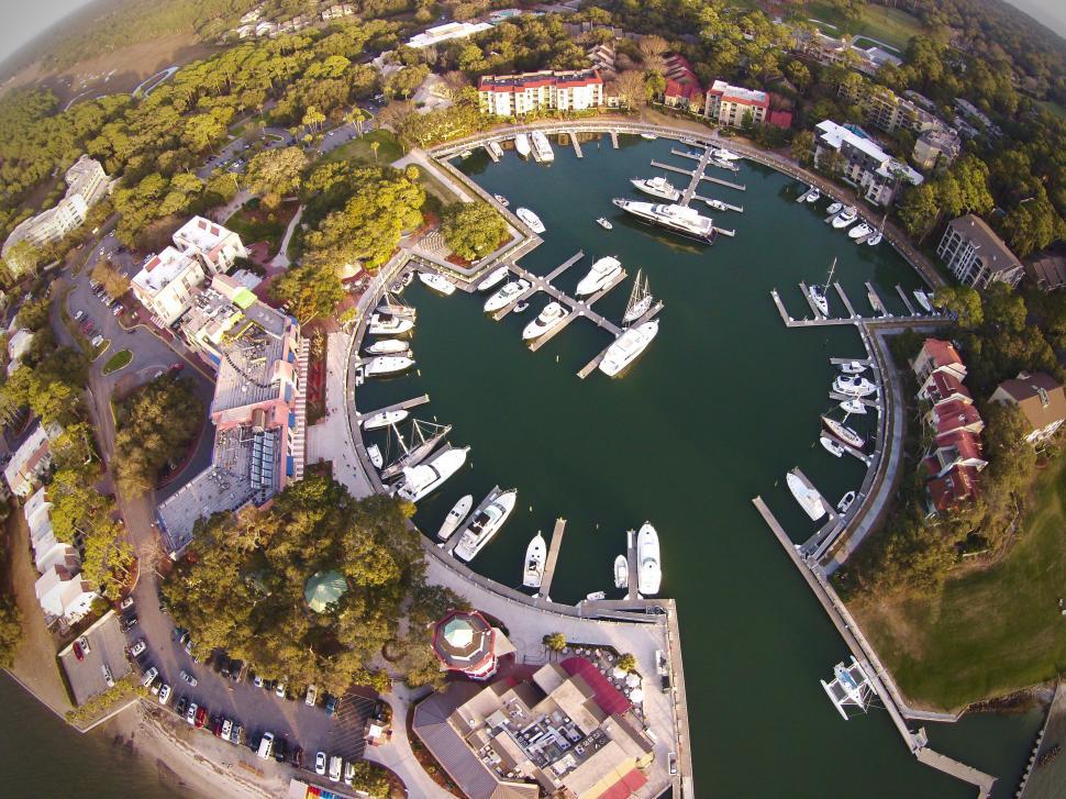 Free Image of Aerial View of Marina With Boats 