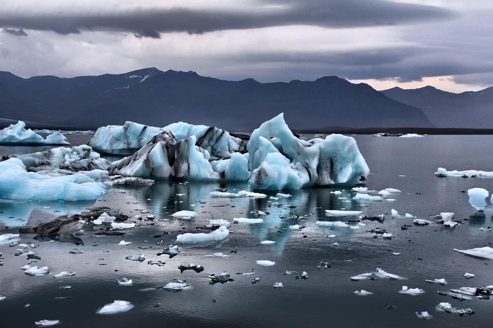 Free Image of Majestic Icebergs Afloat on Water 