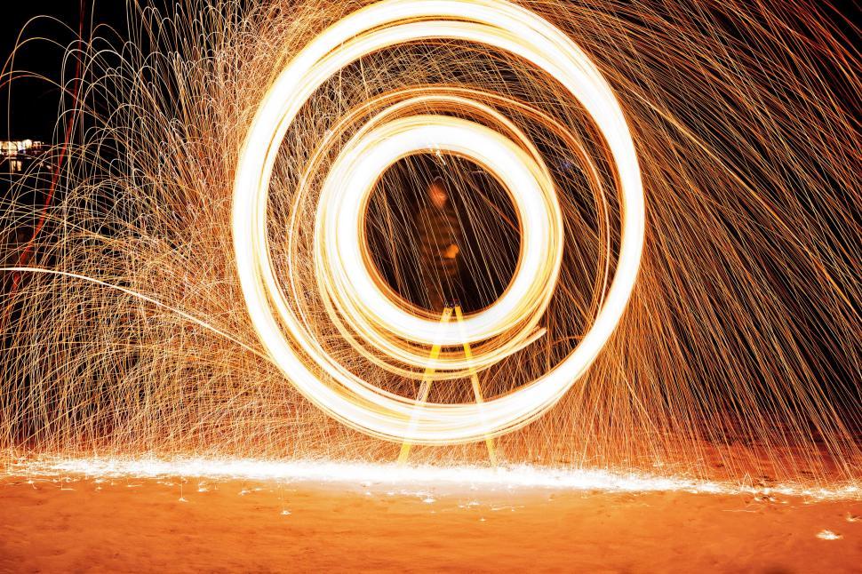 Free Image of Spinning Steel Wool on Black Background 