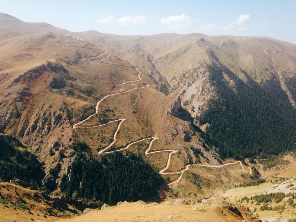 Free Image of A View of a Winding Road in the Mountains 