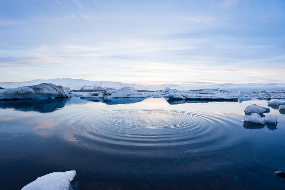 Free Image of Massive Body of Water Surrounded by Icebergs 