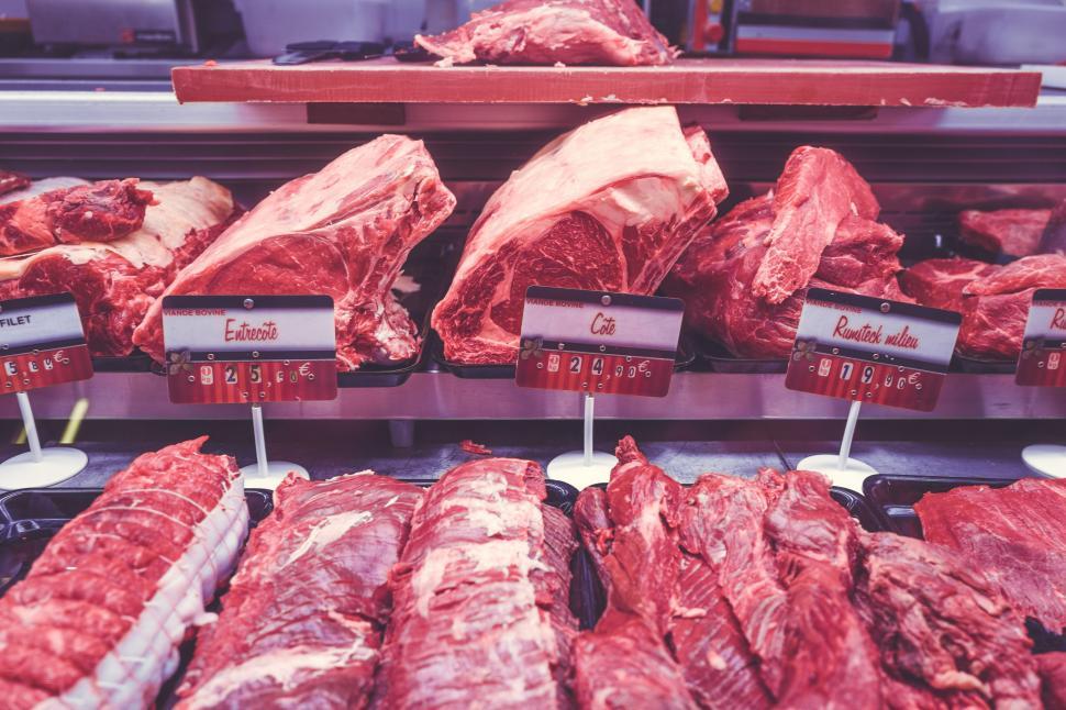 Free Image of Display Case Filled With Various Meats 