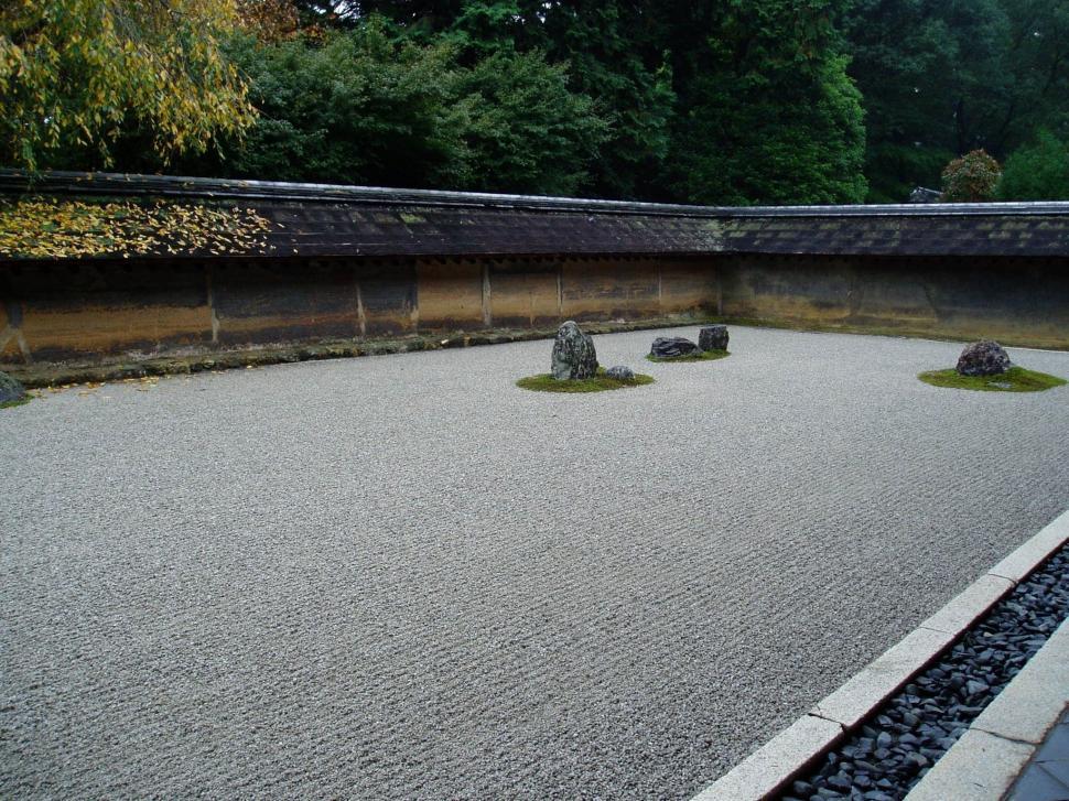 Free Image of Empty Courtyard With Rocks and Grass 