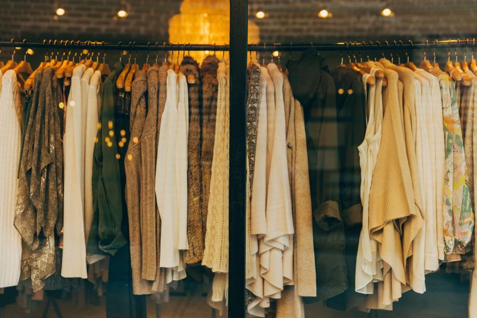 Free Image of A Rack of Clothes in a Store Window 