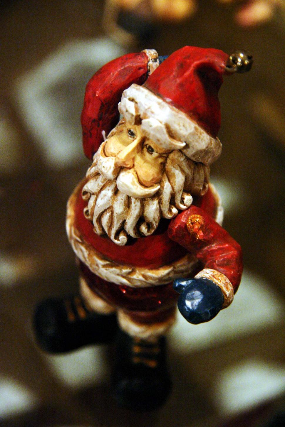 Free Image of christmas holiday ornament holidays decoration claus santa toy carvings carved wooden doll figurine figure 