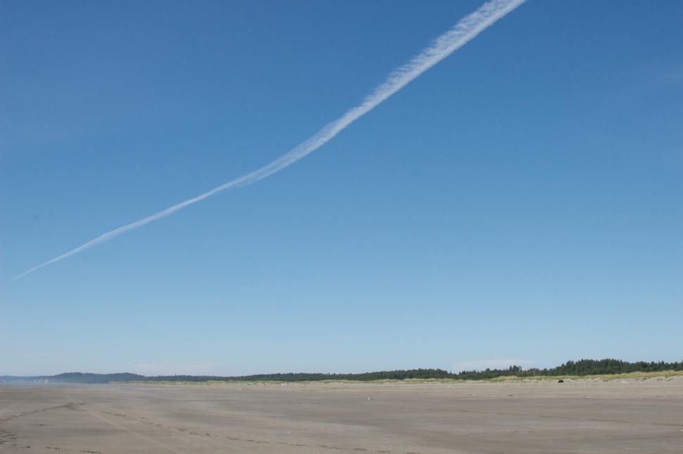 Free Image of Beach Airplane Trail 