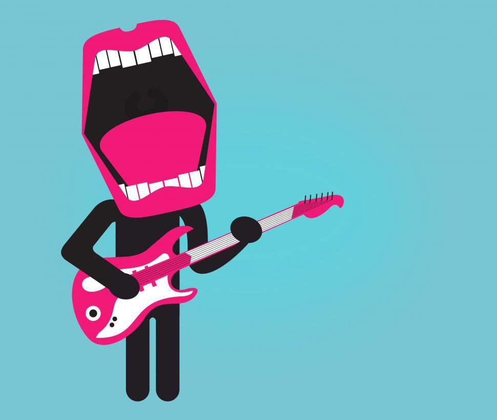 Free Image of Stylized singer playing electric guitar 