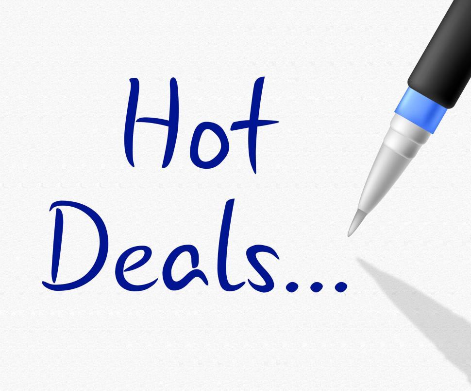 Free Image of Hot Deals Shows Clearance Reduction And Save 