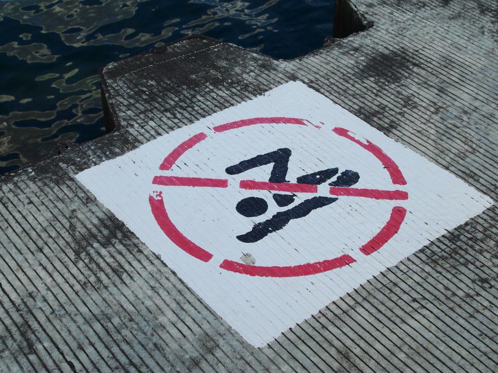 Free Image of No Swimming sign on concrete 