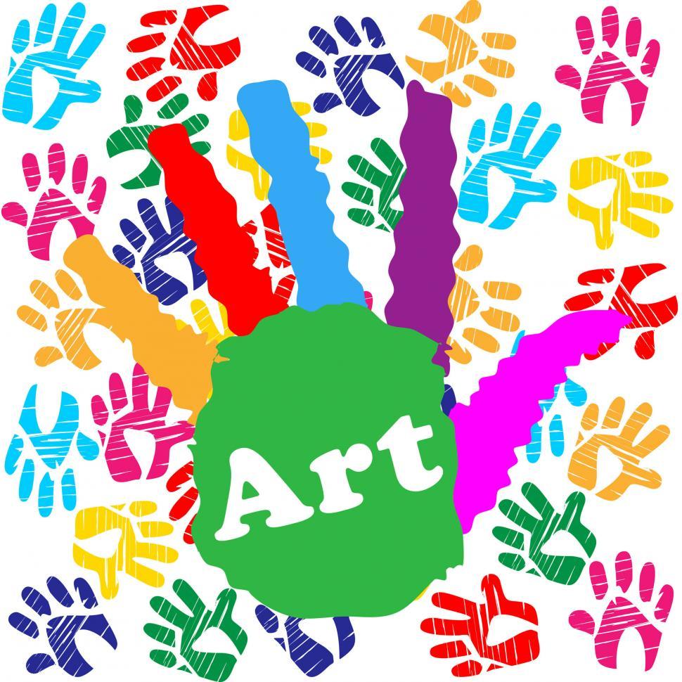 Free Image of Art Handprint Shows Youths Painted And Colourful 