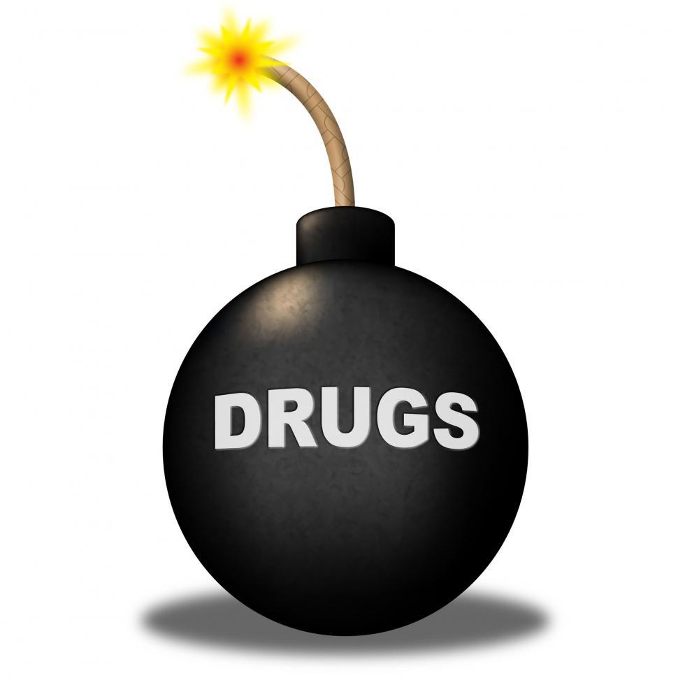 Free Image of Drugs Warning Indicates Cocaine Bomb And Hazard 