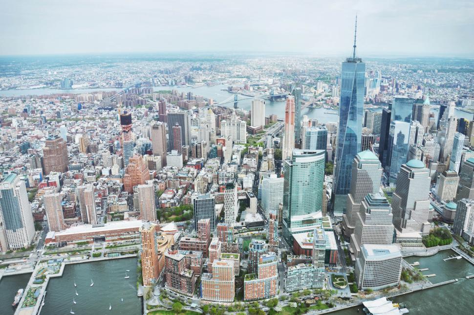 Download Free Stock Photo of Manhattan Aerial view 