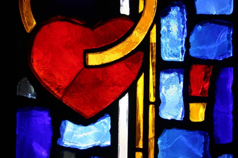 Free Image of Stained Glass Window With Heart Design 