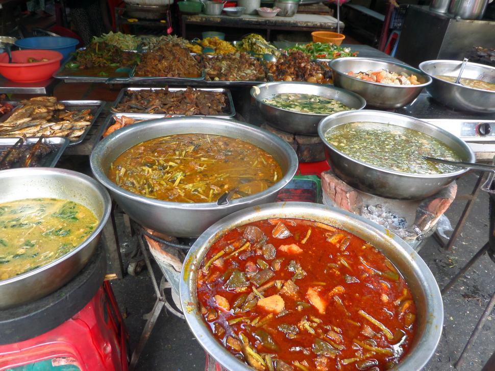 Free Image of Prepared Cambodian food bowls 