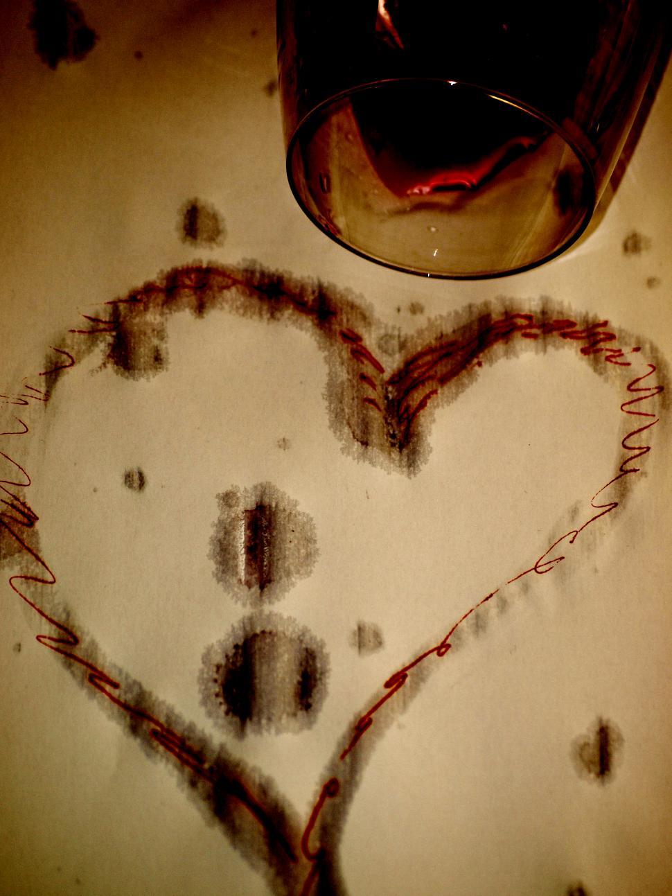 Free Image of Spilled wine valentine 
